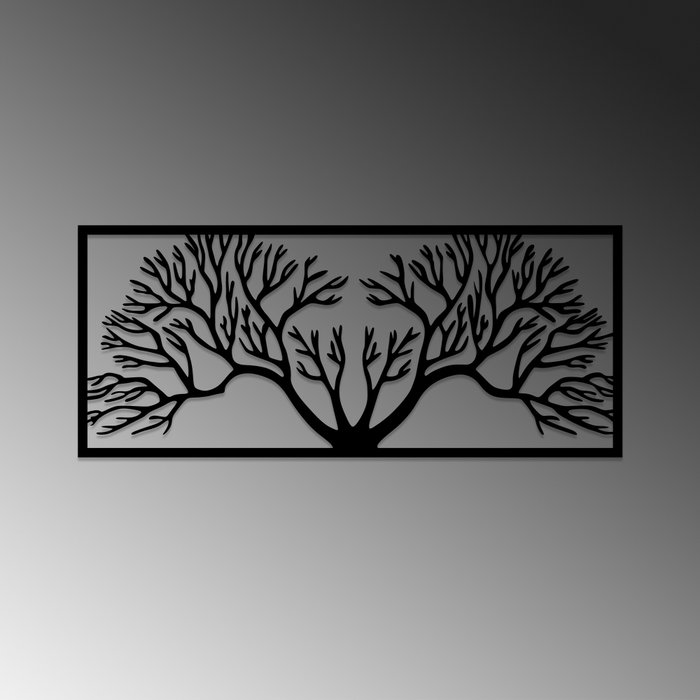 Wallity Horn Tree Escultura de Pared de Metal Negro